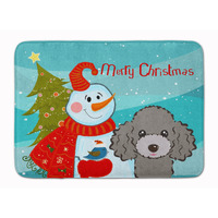 "Caroline's Treasures Snowman with Silver Gray Poodle Floor Mat, 19"" x 27"", Multicolor"