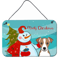 "Caroline's Treasures Snowman with Jack Russell Terrier Wall or Door Hanging Prints BB1880DS812, 8HX12W"