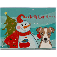 "Caroline's Treasures BB1880PLMT Snowman With Jack Russell Terrier Fabric Placemat, Multicolor"
