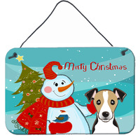 "Caroline's Treasures Snowman with Jack Russell Terrier Wall or Door Hanging Prints BB1881DS812, 8HX12W"