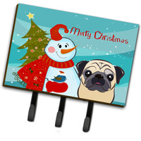 "Caroline's Treasures BB1882TH68 Snowman with Fawn Pug Leash or Key Holder, Large, Multicolor"
