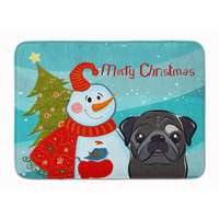 "Caroline's Treasures Snowman with Black Pug Floor Mat, 19"" x 27"", Multicolor"