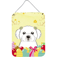 "Caroline's Treasures Maltese Easter Egg Hunt Wall or Door Hanging Prints BB1890DS1216, 16HX12W, Multicolor"