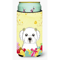 "Caroline's Treasures BB1890TBC ""Maltese Easter Egg Hunt"" Tall Boy Hugger Koozie, Multicolor"
