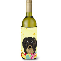 "Caroline's Treasures BB1895LITERK ""Longhair Black and Tan Dachshund Easter Egg Hunt"" Wine Bottle Hugger Koozie, 750ml, Multicolor"