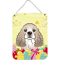 "Caroline's Treasures Cocker Spaniel Easter Egg Hunt Wall or Door Hanging Prints BB1898DS1216, 16HX12W, Multicolor"