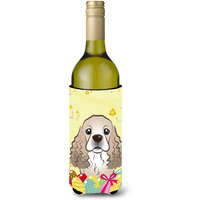 "Caroline's Treasures BB1898LITERK ""Cocker Spaniel Easter Egg Hunt"" Wine Bottle Hugger Koozie, 750ml, Multicolor"