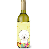 "Caroline's Treasures BB1899LITERK ""Bichon Frise Easter Egg Hunt"" Wine Bottle Hugger Koozie, 750ml, Multicolor"