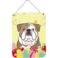 "Caroline's Treasures English Bulldog Easter Egg Hunt Wall or Door Hanging Prints BB1901DS1216, 16HX12W, Multicolor"