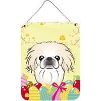 "Caroline's Treasures Pekingese Easter Egg Hunt Wall or Door Hanging Prints BB1903DS1216, 16HX12W, Multicolor"