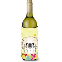 "Caroline's Treasures BB1903LITERK ""Pekingese Easter Egg Hunt"" Wine Bottle Hugger Koozie, 750ml, Multicolor"