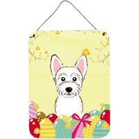 "Caroline's Treasures Westie Easter Egg Hunt Wall or Door Hanging Prints BB1908DS1216, 16HX12W, Multicolor"