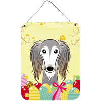 "Caroline's Treasures Saluki Easter Egg Hunt Wall or Door Hanging Prints BB1911DS1216, 16HX12W, Multicolor"