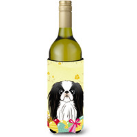 "Caroline's Treasures BB1912LITERK ""Japanese Chin Easter Egg Hunt"" Wine Bottle Hugger Koozie, 750ml, Multicolor"