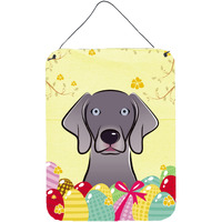 "Caroline's Treasures Weimaraner Easter Egg Hunt Wall or Door Hanging Prints BB1913DS1216, 16HX12W, Multicolor"