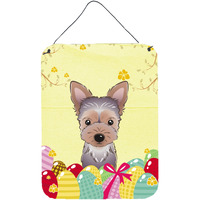 "Caroline's Treasures Yorkie Puppy Easter Egg Hunt Wall or Door Hanging Prints BB1914DS1216, 16HX12W, Multicolor"