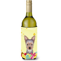 "Caroline's Treasures BB1914LITERK Yorkie Puppy Easter Egg Hunt Wine Bottle Hugger cold-beverage-koozies, 750ml, Multicolor"