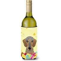 "Caroline's Treasures BB1915LITERK ""Wirehaired Dachshund Easter Egg Hunt"" Wine Bottle Hugger Koozie, 750ml, Multicolor"