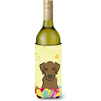 "Caroline's Treasures BB1916LITERK ""Chocolate Labrador Easter Egg Hunt"" Wine Bottle Hugger Koozie, 750ml, Multicolor"