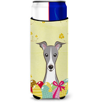 "Caroline's Treasures BB1918MUK ""Italian Greyhound Easter Egg Hunt Michelob Ultra Koozies for Slim Cans, Multicolor"