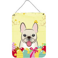 "Caroline's Treasures French Bulldog Easter Egg Hunt Wall or Door Hanging Prints BB1920DS1216, 16HX12W, Multicolor"