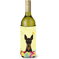 "Caroline's Treasures BB1922LITERK ""Min Pin Easter Egg Hunt"" Wine Bottle Hugger Koozie, 750ml, Multicolor"