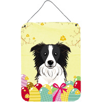 "Caroline's Treasures Border Collie Easter Egg Hunt Wall or Door Hanging Prints BB1923DS1216, 16HX12W, Multicolor"