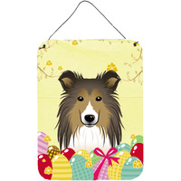 "Caroline's Treasures Sheltie Easter Egg Hunt Wall or Door Hanging Prints BB1924DS1216, 16HX12W, Multicolor"
