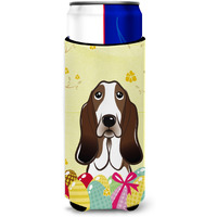 "Caroline's Treasures BB1925MUK ""Basset Hound Easter Egg Hunt Michelob Ultra Koozies for Slim Cans, Multicolor"