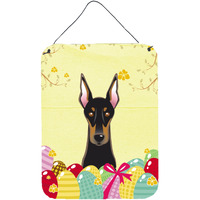 "Caroline's Treasures Doberman Easter Egg Hunt Wall or Door Hanging Prints BB1927DS1216, 16HX12W, Multicolor"