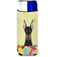 "Caroline's Treasures BB1927MUK ""Doberman Easter Egg Hunt Michelob Ultra Koozies for Slim Cans, Multicolor"