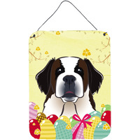 "Caroline's Treasures Saint Bernard Easter Egg Hunt Wall or Door Hanging Prints BB1928DS1216, 16HX12W, Multicolor"