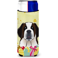 "Caroline's Treasures BB1928MUK ""Saint Bernard Easter Egg Hunt Michelob Ultra Koozies for Slim Cans, Multicolor"