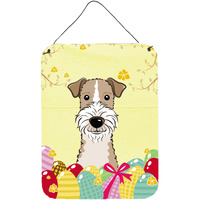 "Caroline's Treasures Wire Haired Fox Terrier Easter Egg Hunt Wall or Door Hanging Prints BB1929DS1216, 16HX12W, Multicolor"