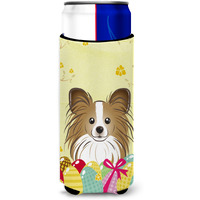 "Caroline's Treasures BB1930MUK ""Papillion Easter Egg Hunt Michelob Ultra Koozies for Slim Cans, Multicolor"