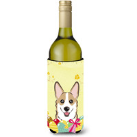 "Caroline's Treasures BB1935LITERK ""Sable Corgi Easter Egg Hunt"" Wine Bottle Hugger Koozie, 750ml, Multicolor"