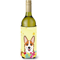 "Caroline's Treasures BB1936LITERK ""Red Corgi Easter Egg Hunt"" Wine Bottle Hugger Koozie, 750ml, Multicolor"