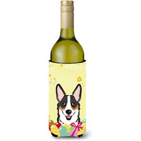 "Caroline's Treasures BB1937LITERK ""Tricolor Corgi Easter Egg Hunt"" Wine Bottle Hugger Koozie, 750ml, Multicolor"