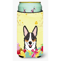 "Caroline's Treasures BB1937TBC ""Tricolor Corgi Easter Egg Hunt"" Tall Boy Hugger Koozie, Multicolor"