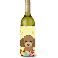 "Caroline's Treasures BB1938LITERK ""Chocolate Brown Poodle Easter Egg Hunt"" Wine Bottle Hugger Koozie, 750ml, Multicolor"