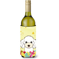 "Caroline's Treasures BB1939LITERK ""White Poodle Easter Egg Hunt"" Wine Bottle Hugger Koozie, 750ml, Multicolor"