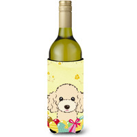 "Caroline's Treasures BB1940LITERK ""Buff Poodle Easter Egg Hunt"" Wine Bottle Hugger Koozie, 750ml, Multicolor"