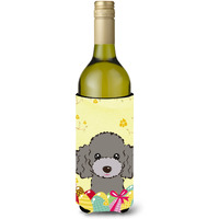 "Caroline's Treasures BB1941LITERK ""Silver Gray Poodle Easter Egg Hunt"" Wine Bottle Hugger Koozie, 750ml, Multicolor"