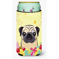 "Caroline's Treasures BB1944TBC ""Fawn Pug Easter Egg Hunt"" Tall Boy Hugger Koozie, Multicolor"