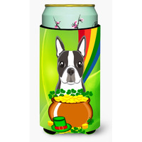 "Caroline's Treasures BB1947TBC ""Boston Terrier St. Patrick's Day"" Tall Boy Hugger Koozie, Multicolor"