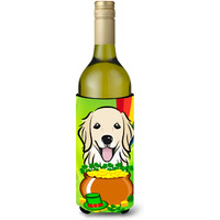 "Caroline's Treasures BB1949LITERK ""Golden Retriever St. Patrick's Day"" Wine Bottle Hugger Koozie, 750ml, Multicolor"