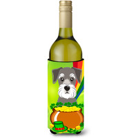 "Caroline's Treasures BB1950LITERK ""Schnauzer St. Patrick's Day"" Wine Bottle Hugger Koozie, 750ml, Multicolor"