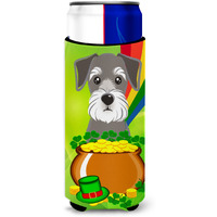 "Caroline's Treasures BB1950MUK ""Schnauzer St. Patrick's Day Michelob Ultra Koozies for Slim Cans, Multicolor"