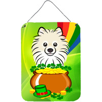 "Caroline's Treasures Pomeranian St. Patrick's Day Wall or Door Hanging Prints BB1951DS1216, 16HX12W, Multicolor"