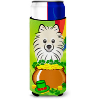"Caroline's Treasures BB1951MUK ""Pomeranian St. Patrick's Day Michelob Ultra Koozies for Slim Cans, Multicolor"
